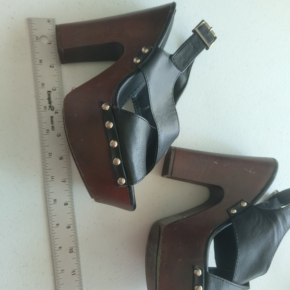 Breckelle's women's platform shoes size 8 Black/brown with open cross toe - Picture 9 of 12